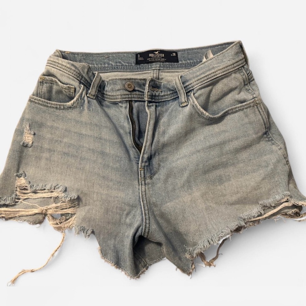 Hollister High-Waisted Distressed Light-Wash Denim Shorts